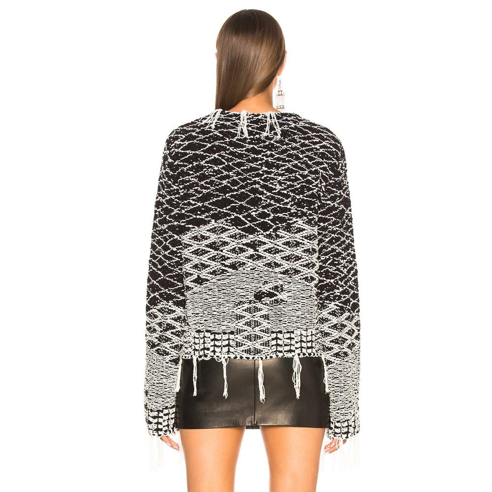 Saint Laurent Cropped Jacquard Sweater Natural Black Small - Picture 3 of 8